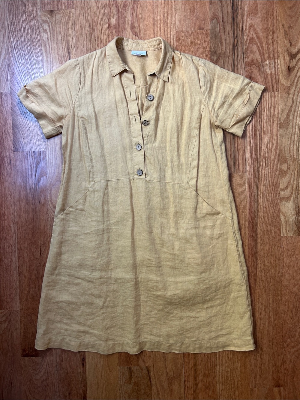 J Jill Short-Sleeve Button-Front Dress in Yellow